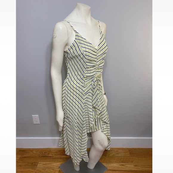 Yellow & Navy Front Draw String Ruffle Dress - Picture 5 of 12